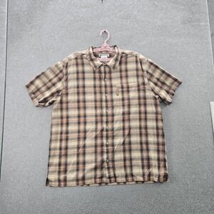 Columbia Sportswear Company Men Button Up Shirt XL Beige Plaid Casual